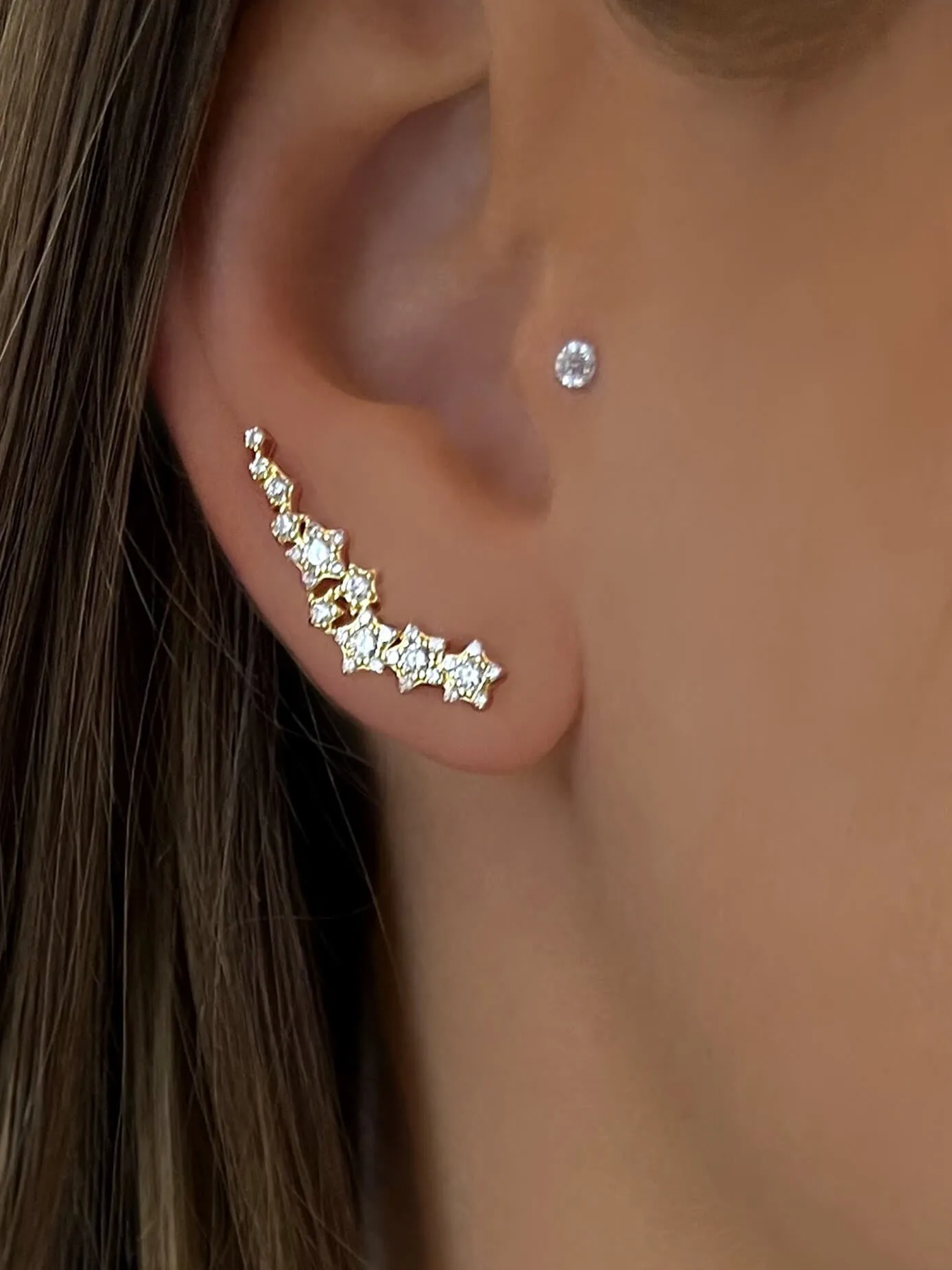 Gold-plated earrings 18k yellow gold assembled with zirconium oxide