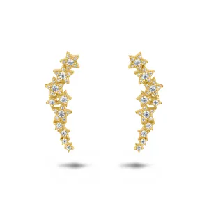 Gold-plated earrings 18k yellow gold assembled with zirconium oxide