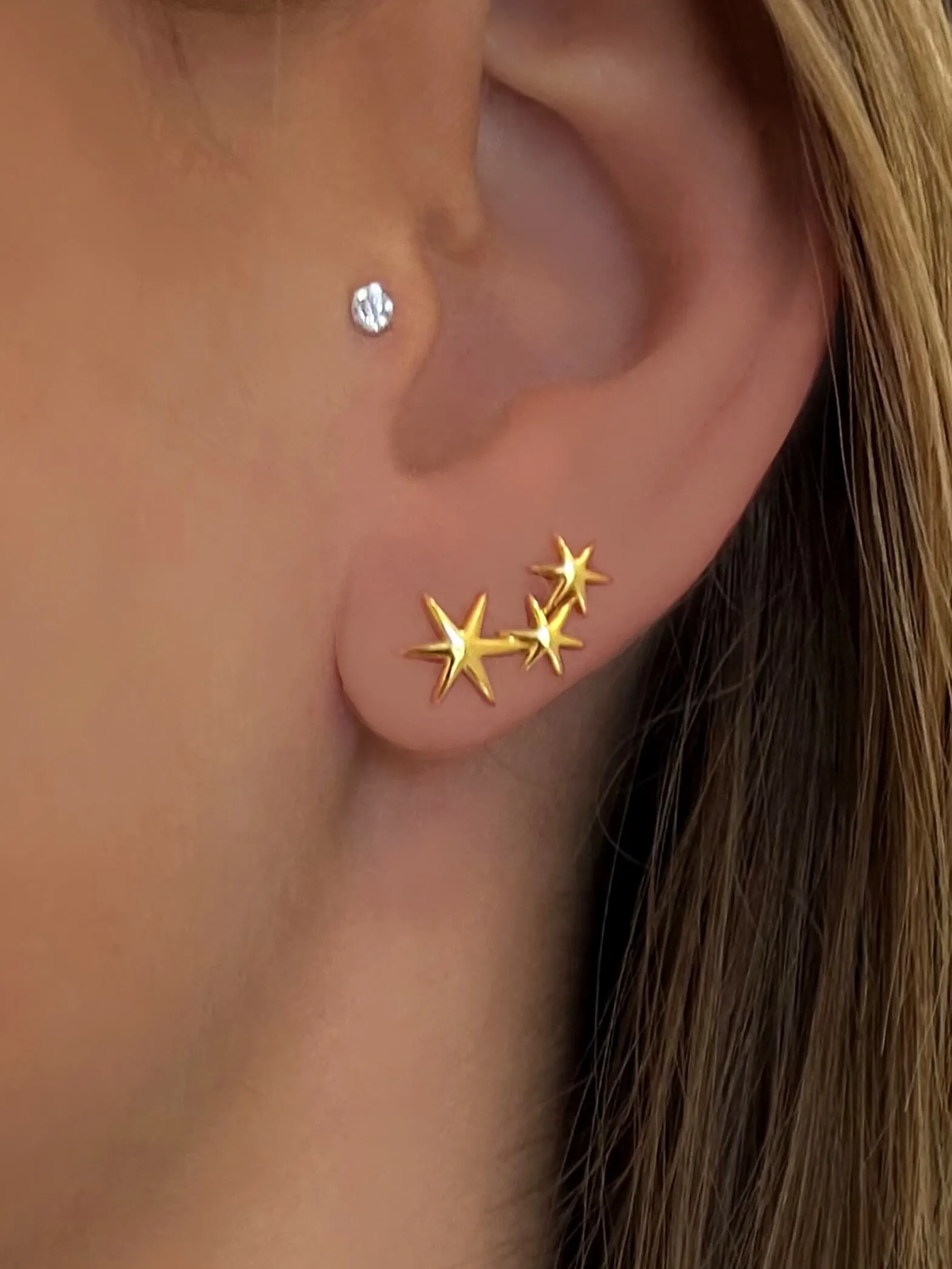 Gold-plated earrings 18k yellow gold assembled with zirconium oxide