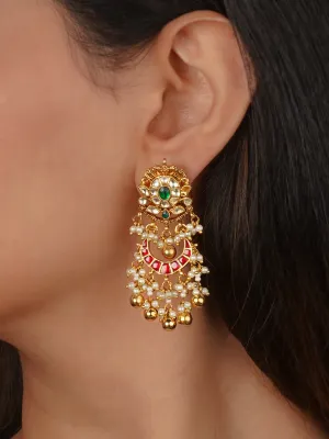 Gold Plated Jadau Kundan Earrings - ME1305