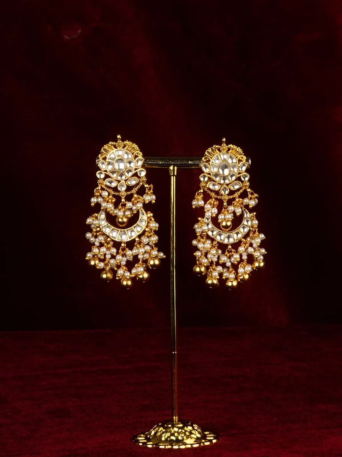 Gold Plated Jadau Kundan Earrings - ME1305