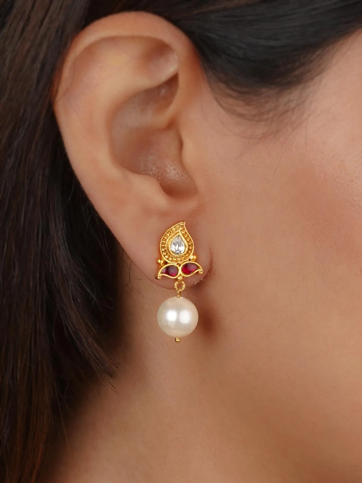 Gold Plated Jadau Kundan Earrings - ME1370