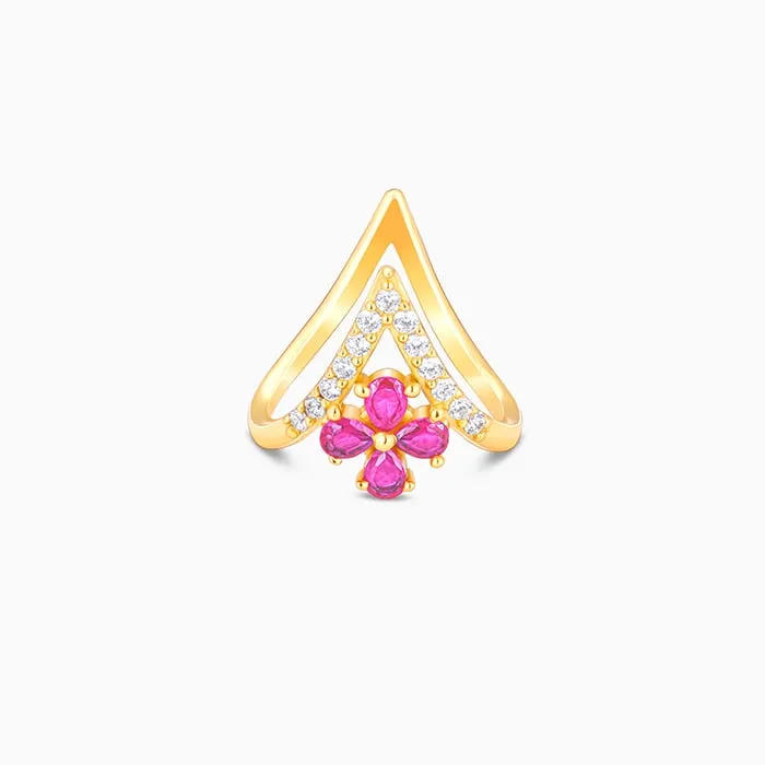 Golden Floral Grace Vanki Ring