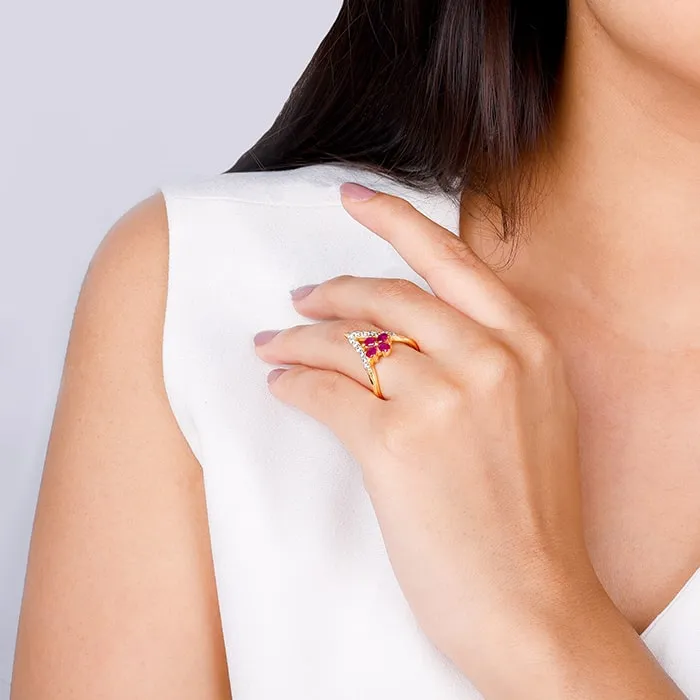 Golden Floral Grace Vanki Ring