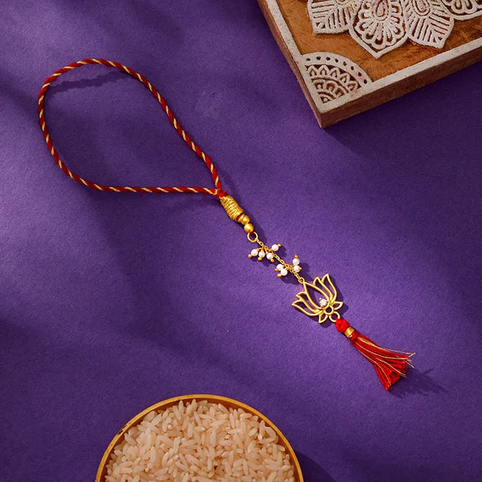 Golden Padmavati Lumba Rakhi
