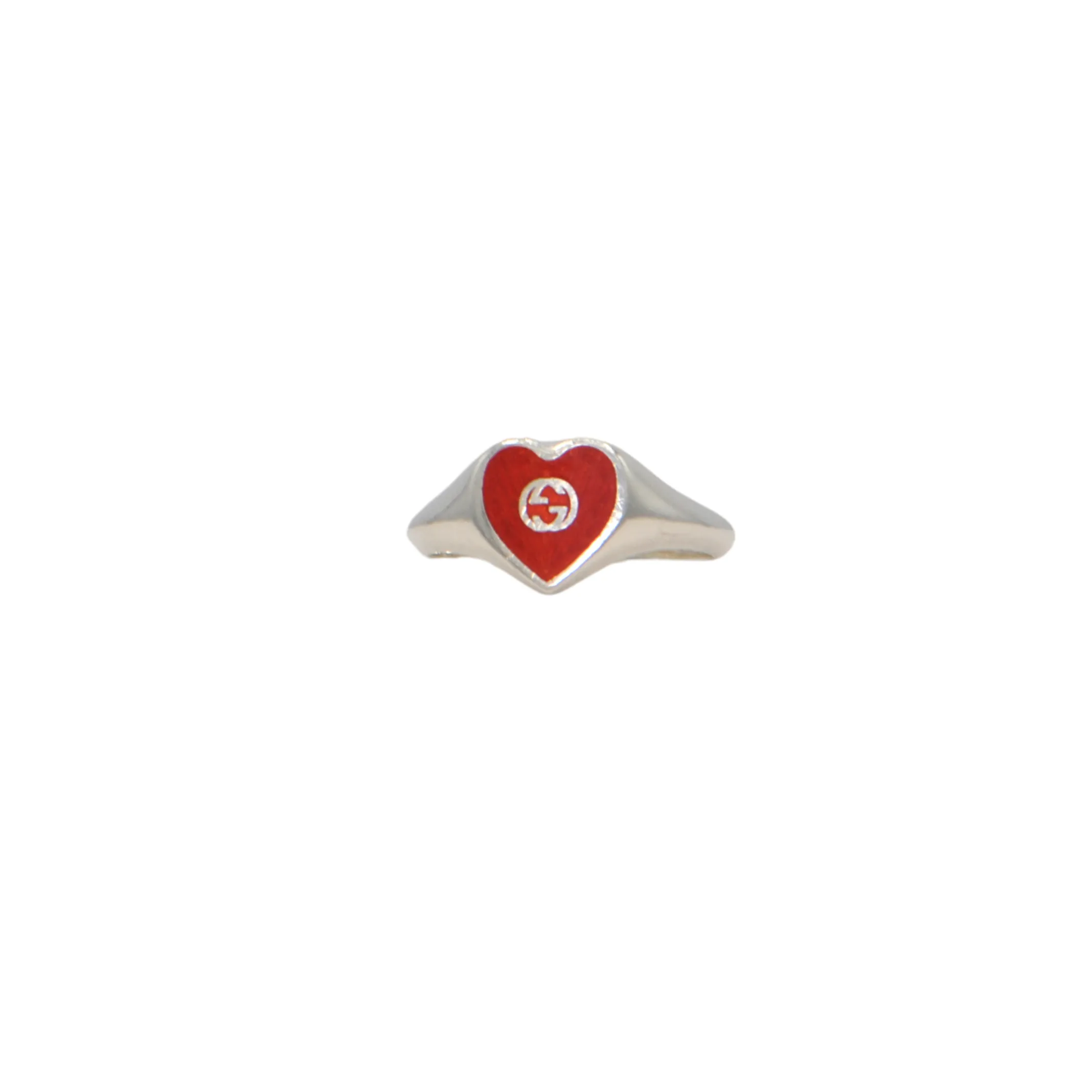 Gucci Sterling Silver Heart Ring with Interlocking G
