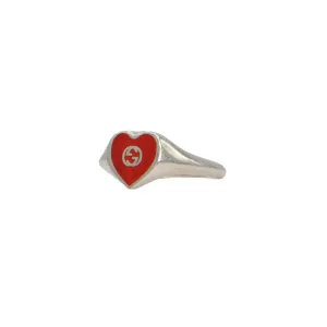 Gucci Sterling Silver Heart Ring with Interlocking G