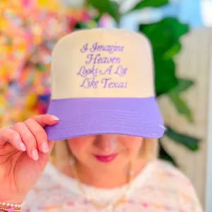 Heaven Looks Like Texas Trucker Hat - Lavender/Cream