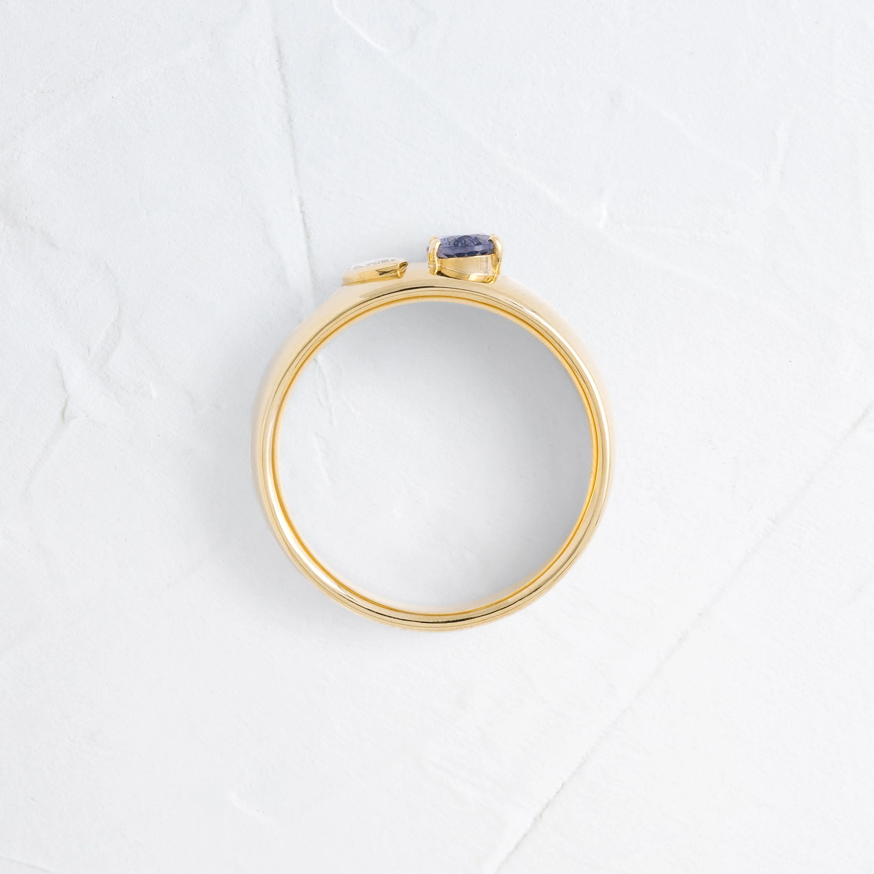 Hemisphere Bezel Cigar Band, Purple Spinel and Diamond