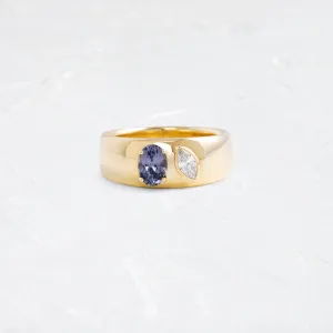 Hemisphere Bezel Cigar Band, Purple Spinel and Diamond
