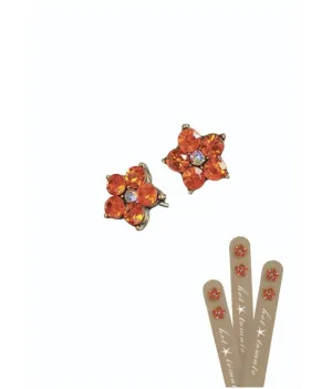 Hot Tomato Five Petal Floral Stud Earrings