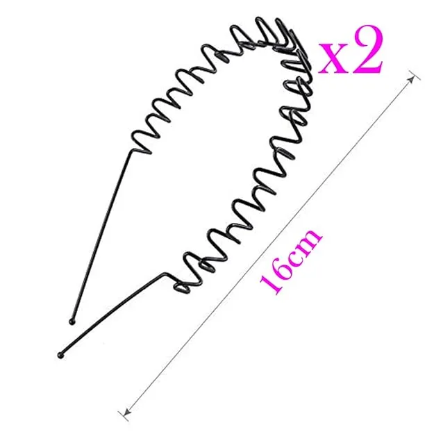 HP HIGH PROFILE Black color Metal Zig Zag Wave Hairband - Unisex (Pack of 2)