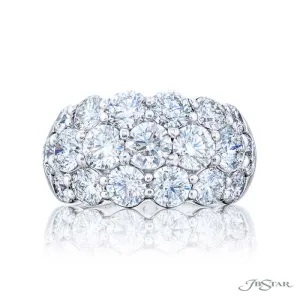 J B Star Three Row Cluster Ring in Platinum