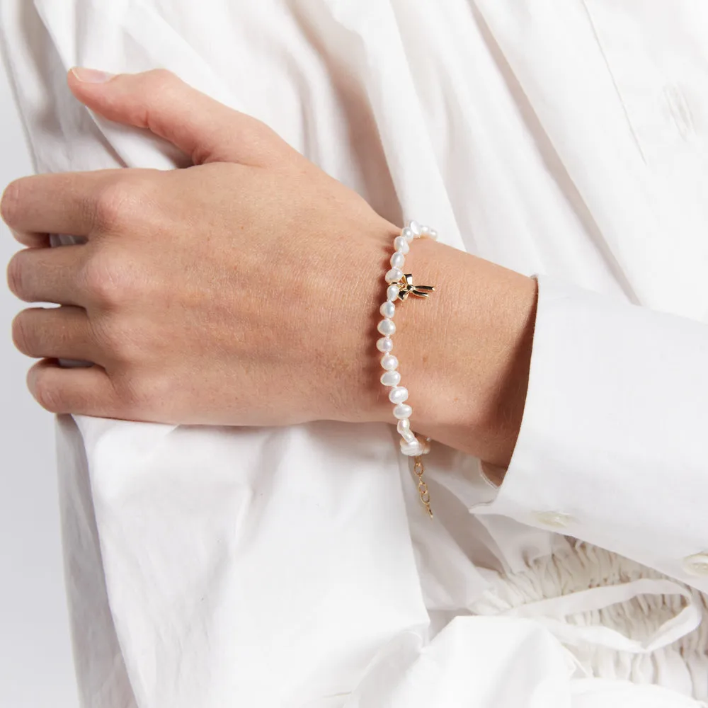 Karen Walker Petite Bow With Pearls Bracelet - Sterling Silver