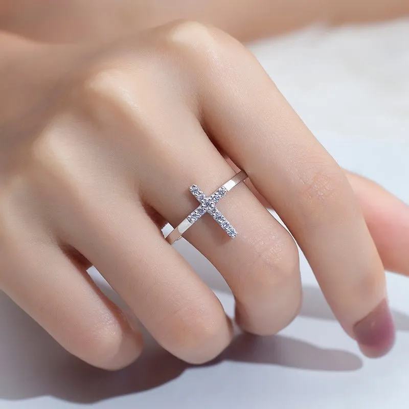 Lab Diamond Cross Fashion Ring