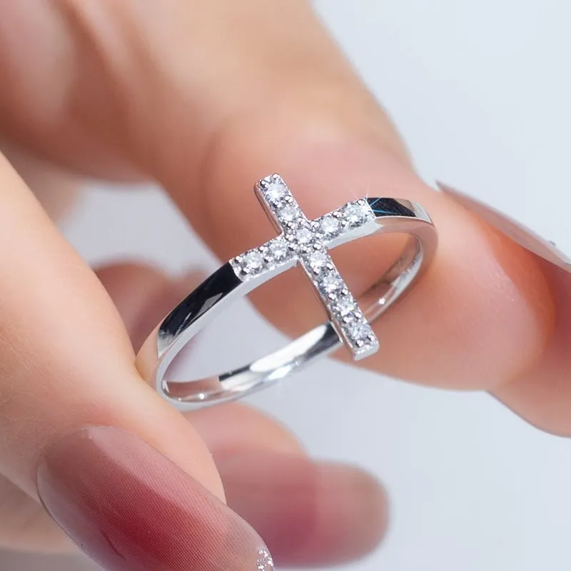 Lab Diamond Cross Fashion Ring