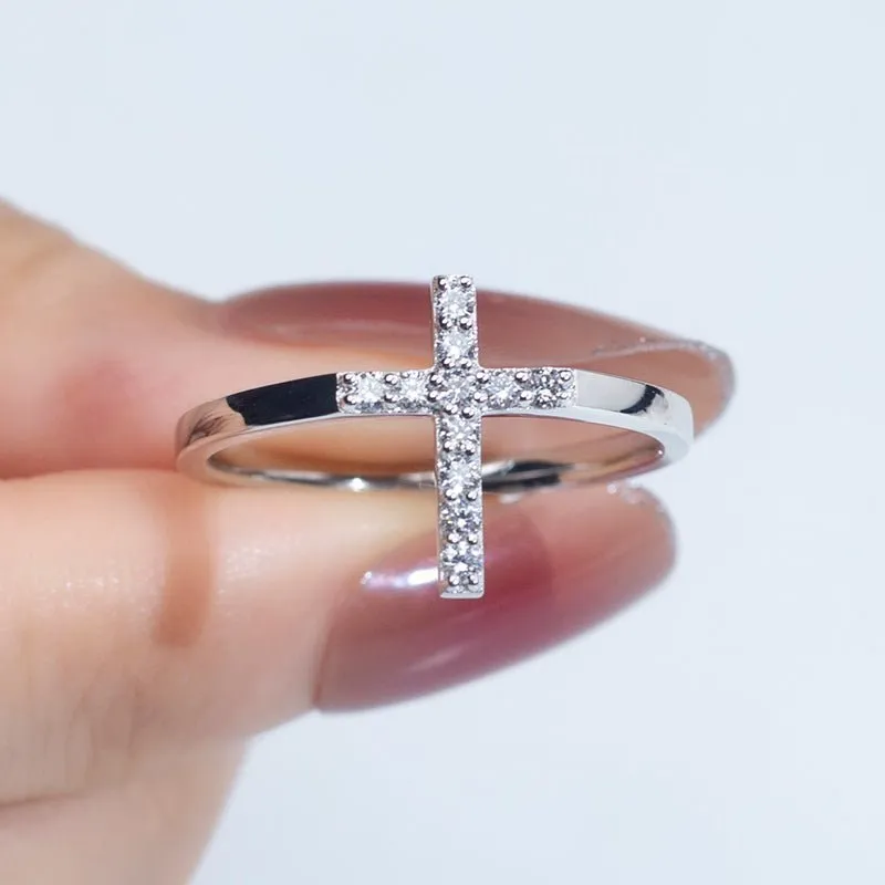 Lab Diamond Cross Fashion Ring