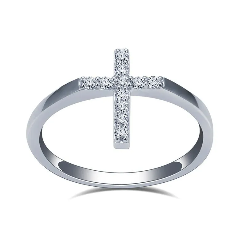 Lab Diamond Cross Fashion Ring