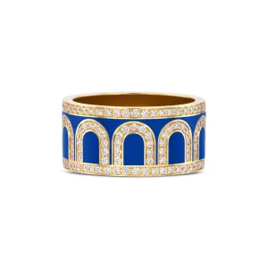 L'Arc de DAVIDOR Ring GM, 18k Yellow Gold with Riviera Lacquered Ceramic and Palais Diamonds