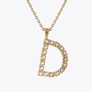 Letter Necklace D / Crystal