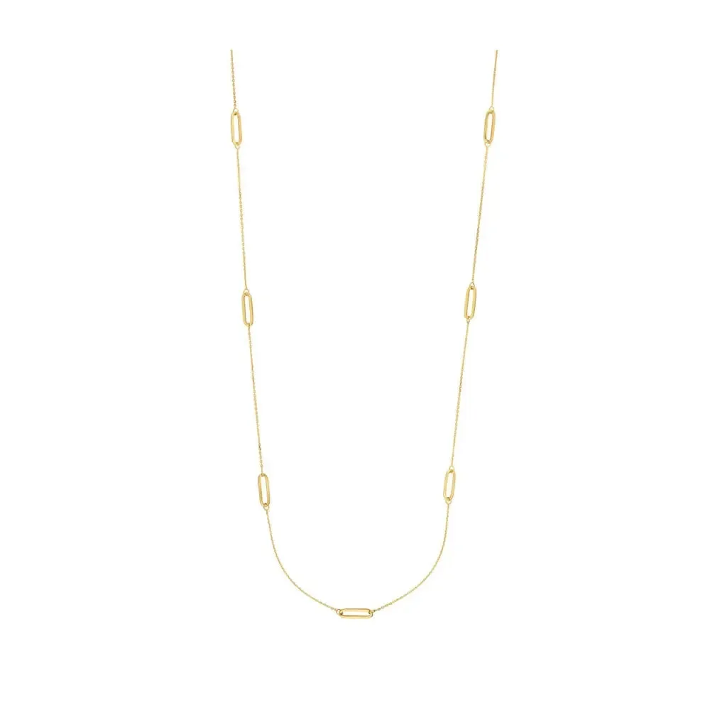 Long Golden Paperclip Chain Necklace