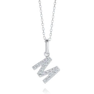 M Letter Pendant White Gold