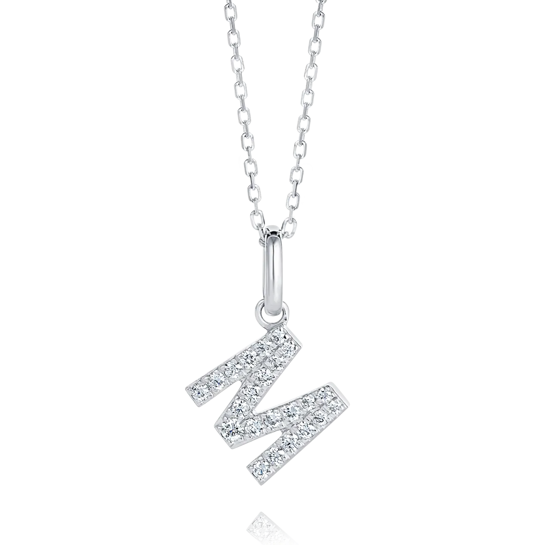 M Letter Pendant White Gold