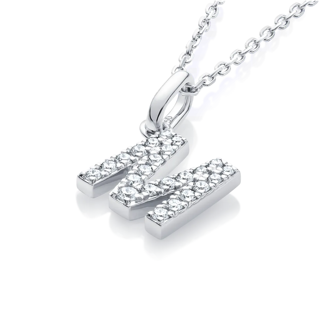 M Letter Pendant White Gold