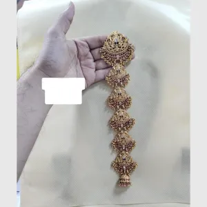 Manisha Jewellery Gold Plated Pota Choti Traditional With Green & Pink Hair Accessory