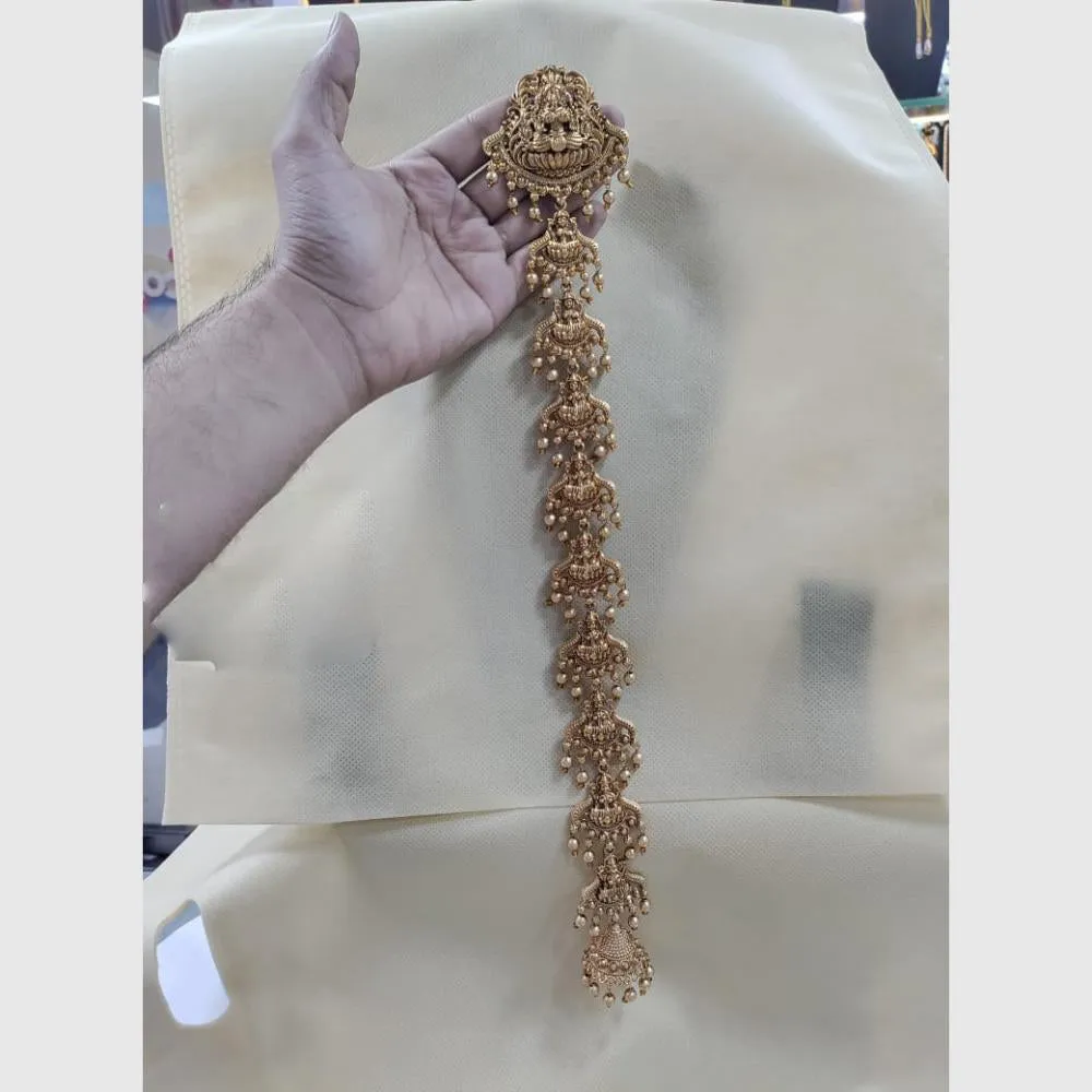 Manisha Jewellery Gold Plated Pota Temple Choti Traditional With Green & Pink Hair Accessory