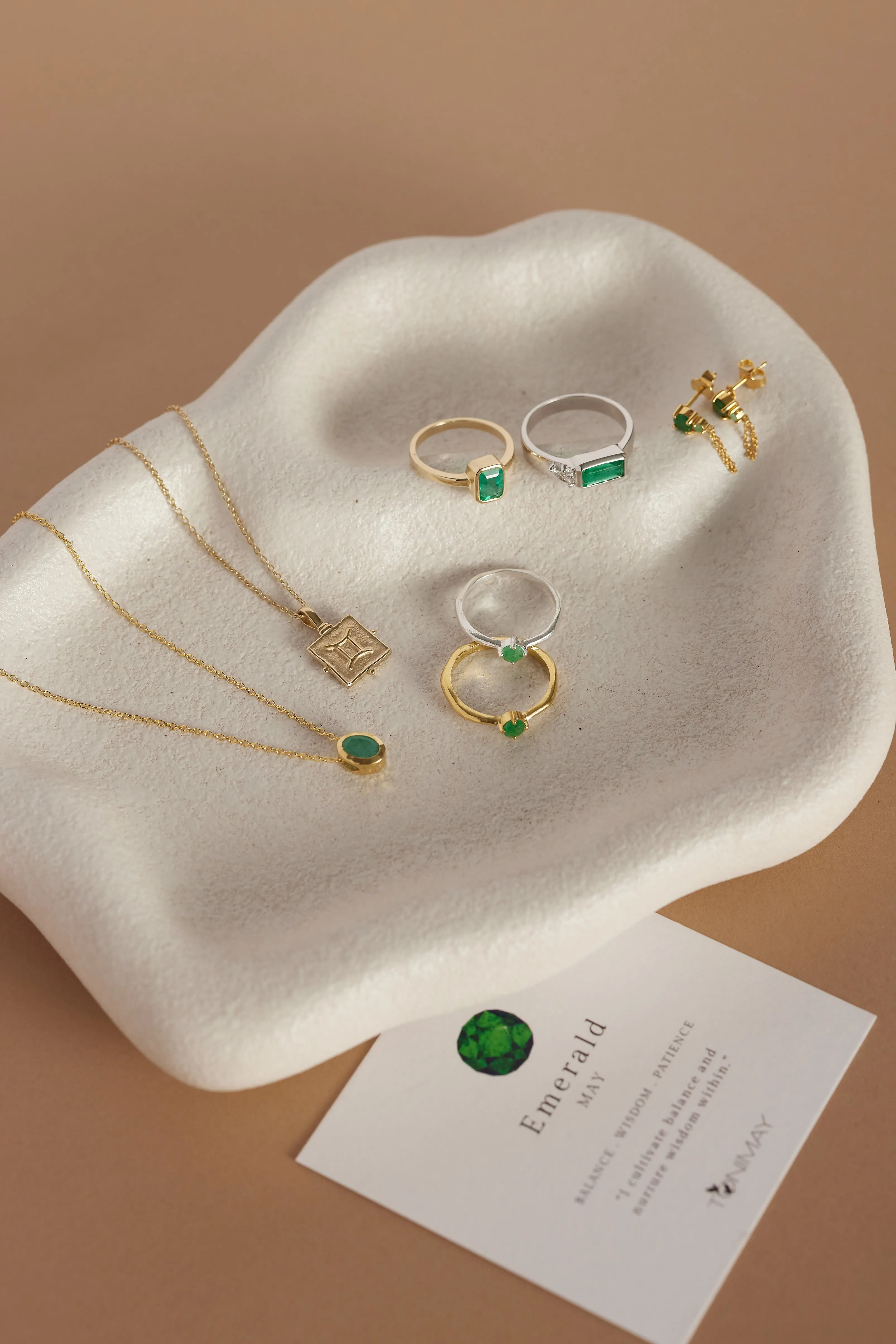 May Emerald Gold Birthstone Ring