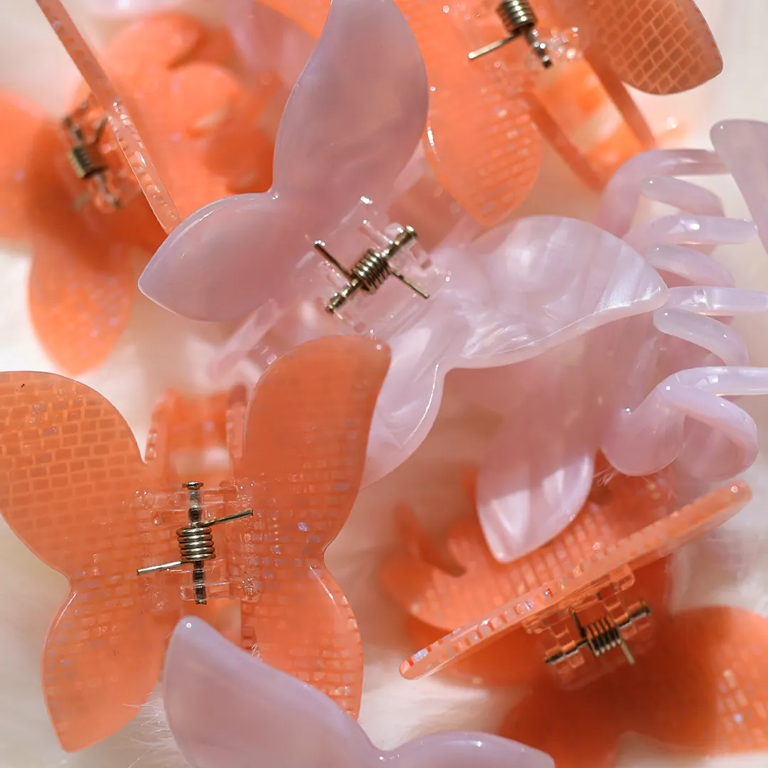 MINI BUTTERFLY CLIPS TEXTURE PEACH