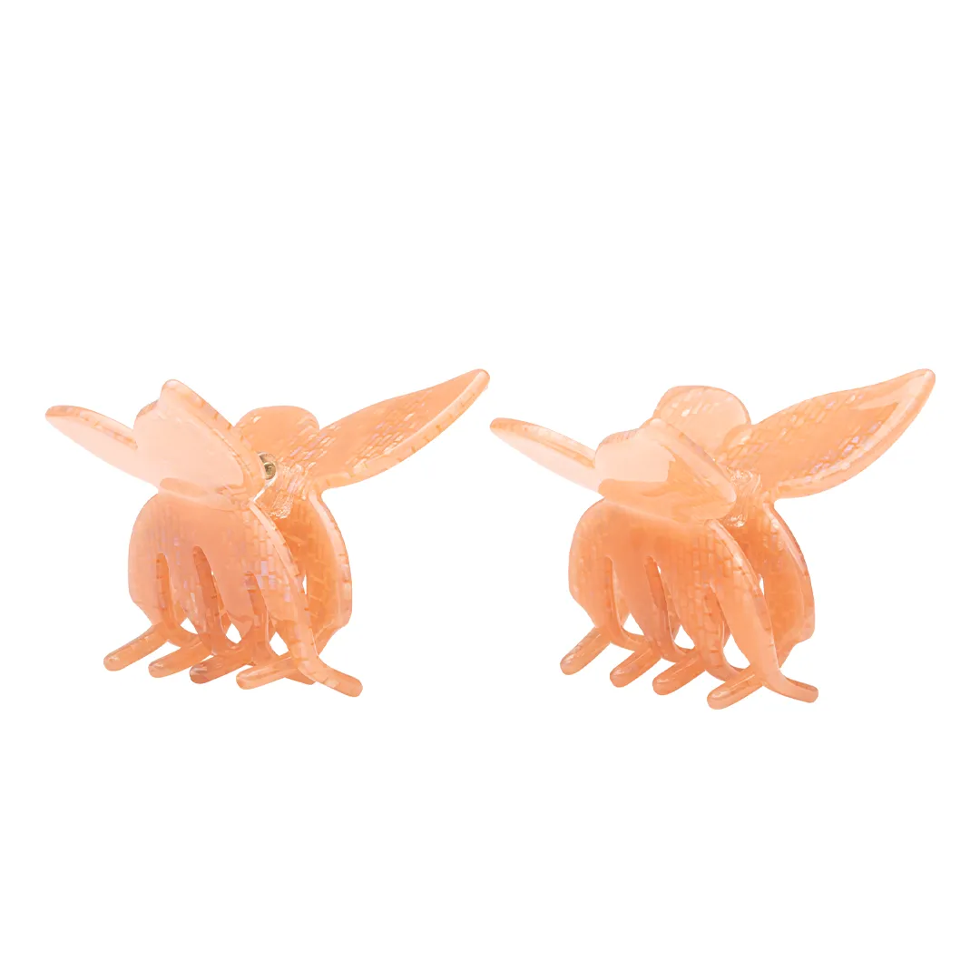 MINI BUTTERFLY CLIPS TEXTURE PEACH
