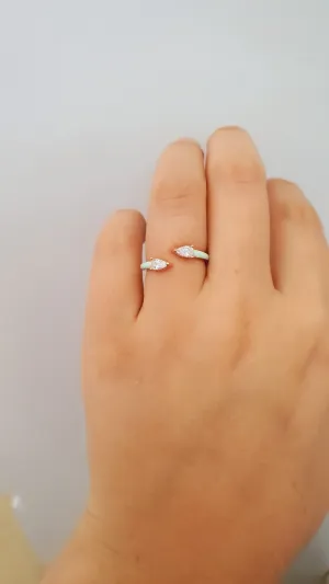 Mint Two Drop Thin Ring in 925 Sterling Silver