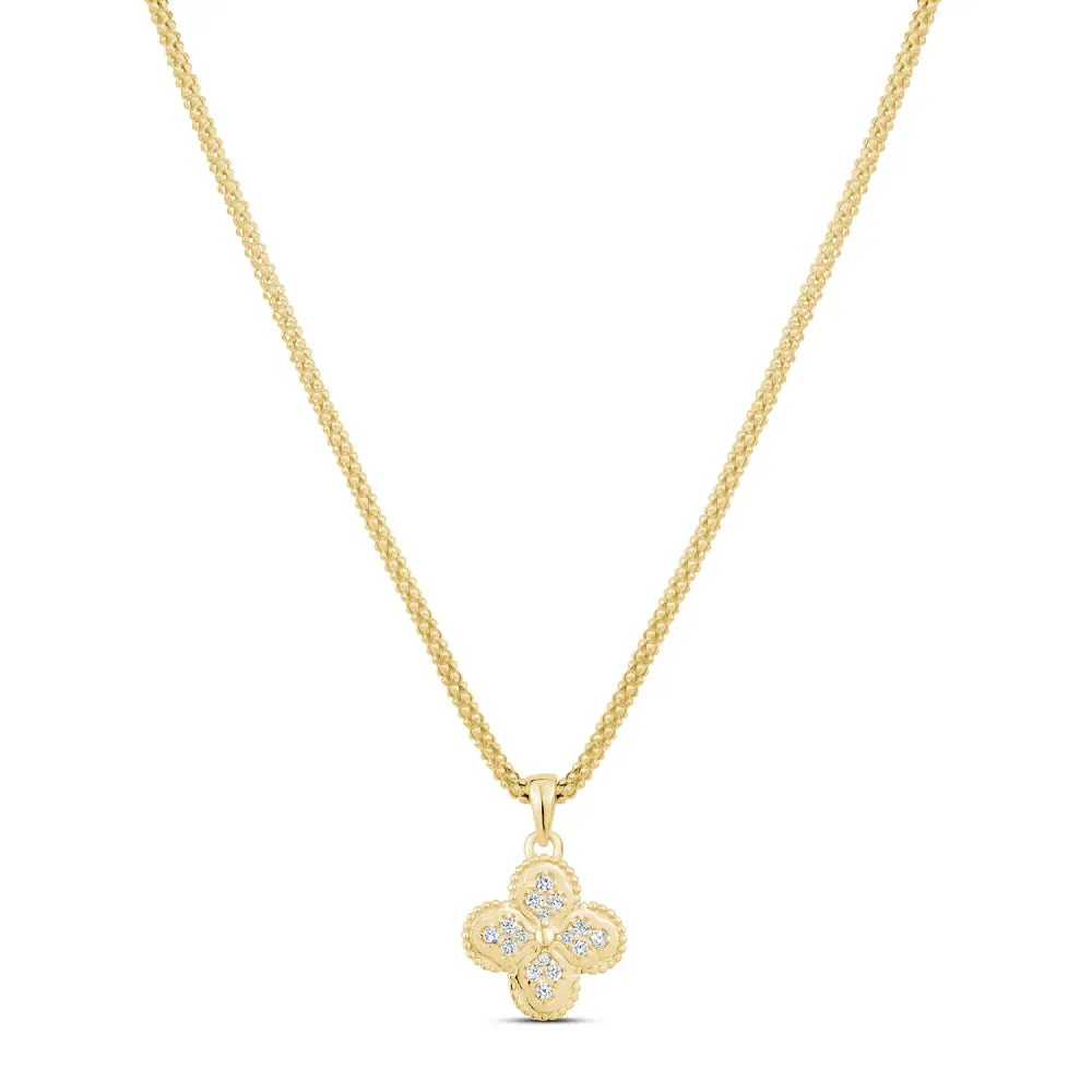 Miss Mimi- 14k/925 Vermeil Heritage Clover Cubic Zirconia Necklace