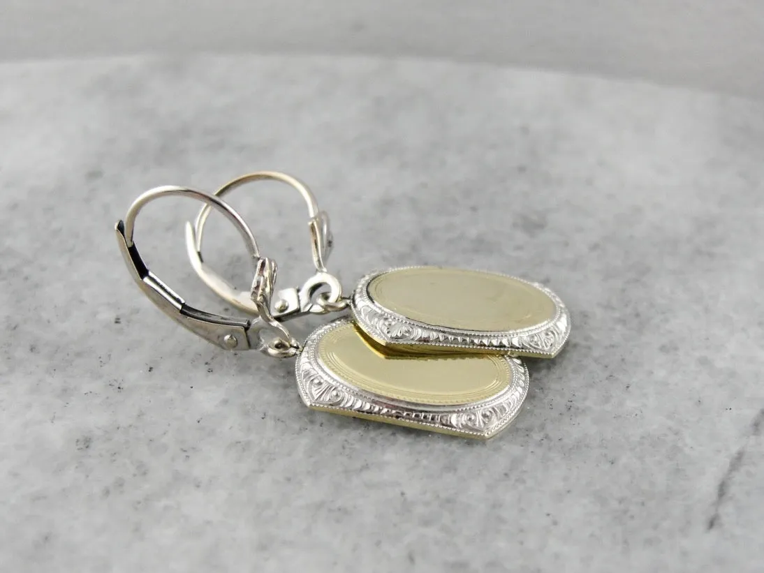 Mixed Metal Vintage Cufflink Earrings