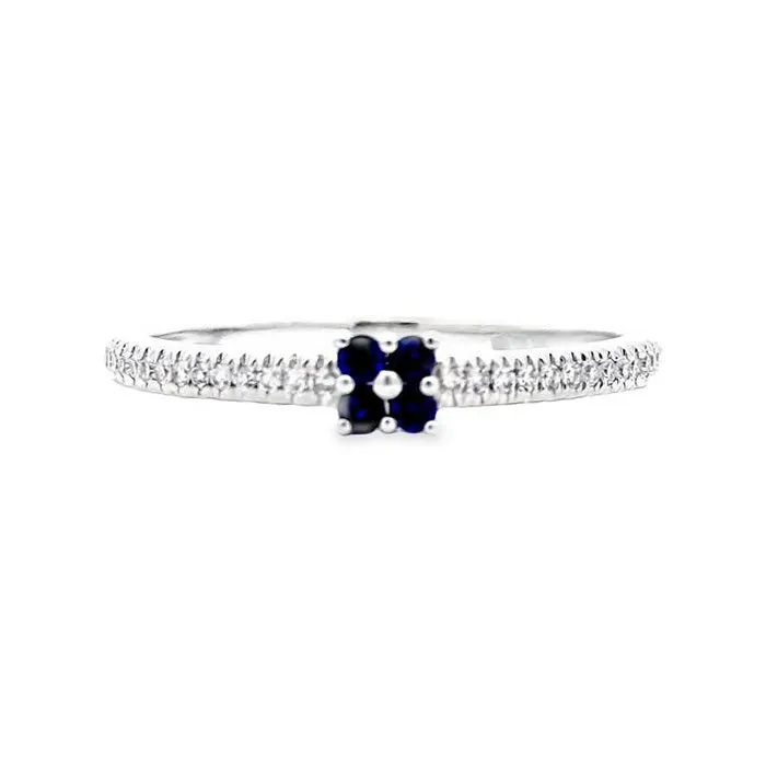 Mountz Collection Sapphire Accent Pav Ring in 14K White Gold