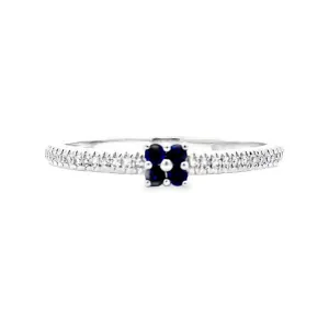 Mountz Collection Sapphire Accent Pav Ring in 14K White Gold