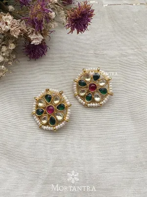 Multicolor Gold Plated Jadau Kundan Earrings - ME939M