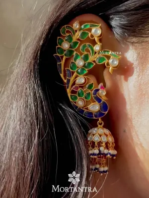 Multicolor Gold Plated Jadau Kundan Earrings - ME968M