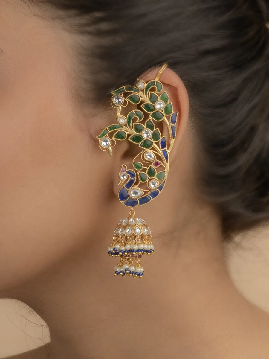 Multicolor Gold Plated Jadau Kundan Earrings - ME968M