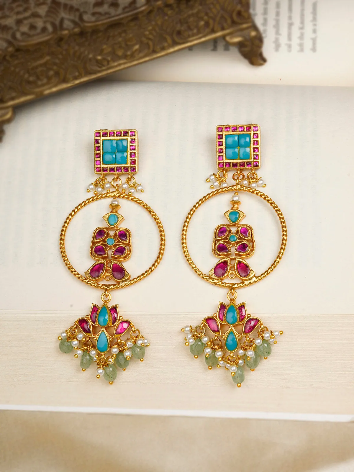 Multicolor Gold Plated Mishr Earrings - MR-E196FPA