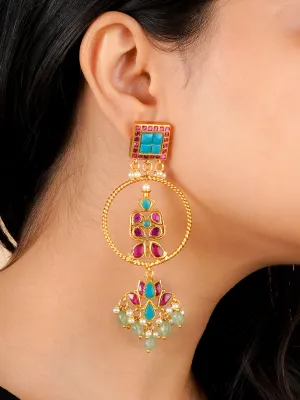 Multicolor Gold Plated Mishr Earrings - MR-E196FPA