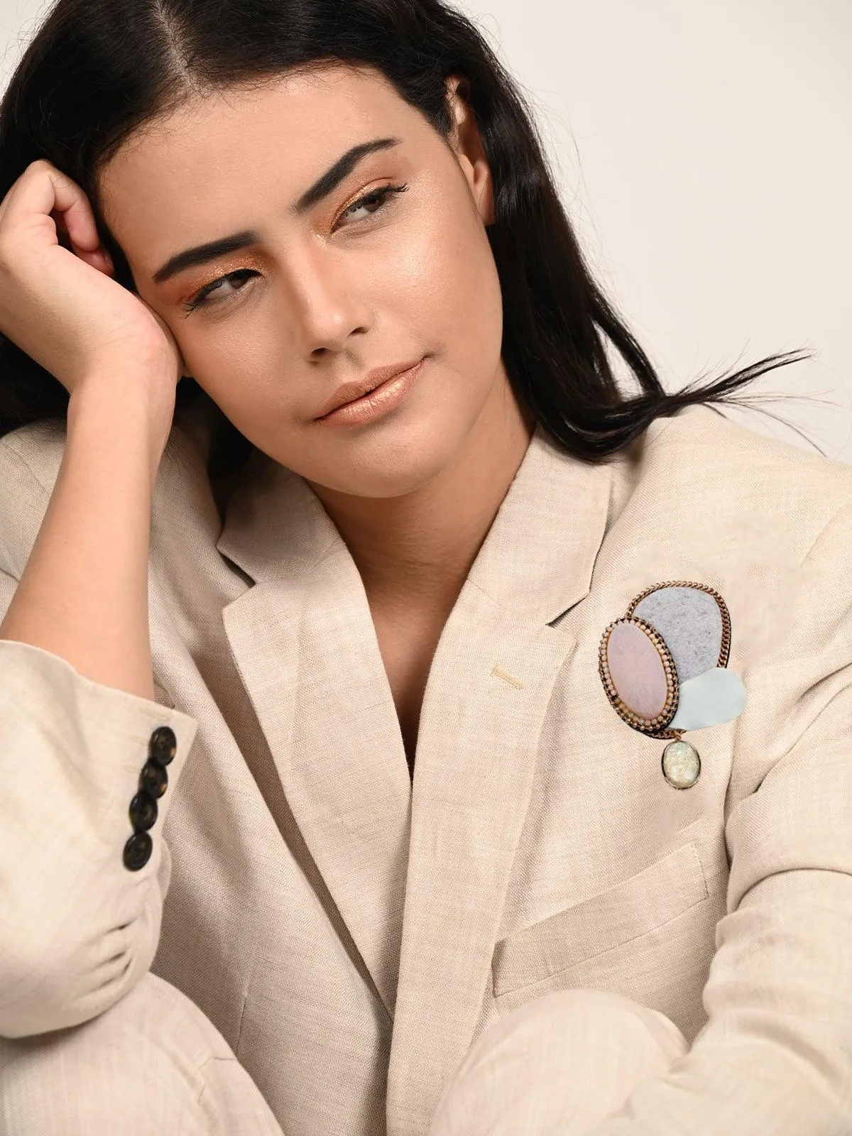 Odette Women Pink Metal Brooch