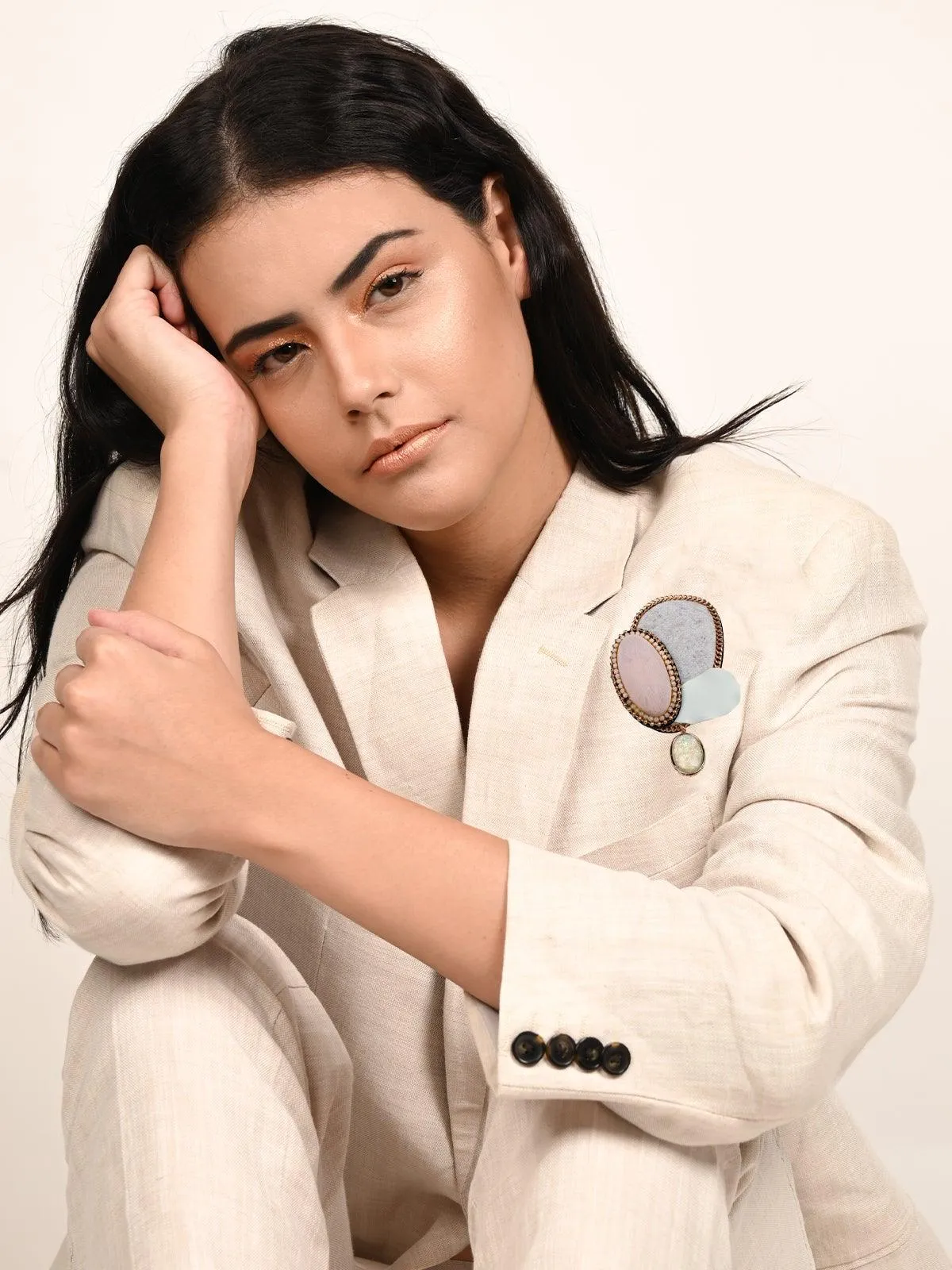 Odette Women Pink Metal Brooch