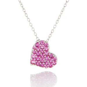 Pav?? Pink Sapphire Heart Pendant Necklace