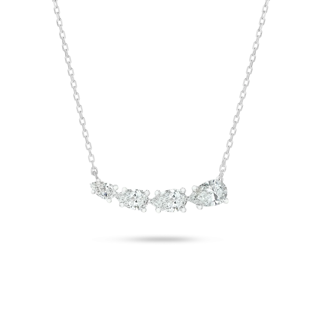 Pear Diamond Wing Pendant White Gold