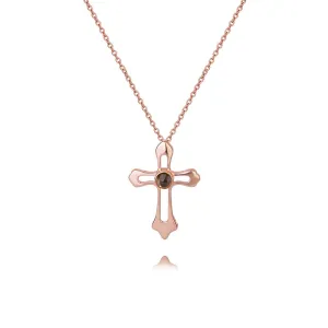 Personalized Angel Cross Projection Necklace with Picture Inside