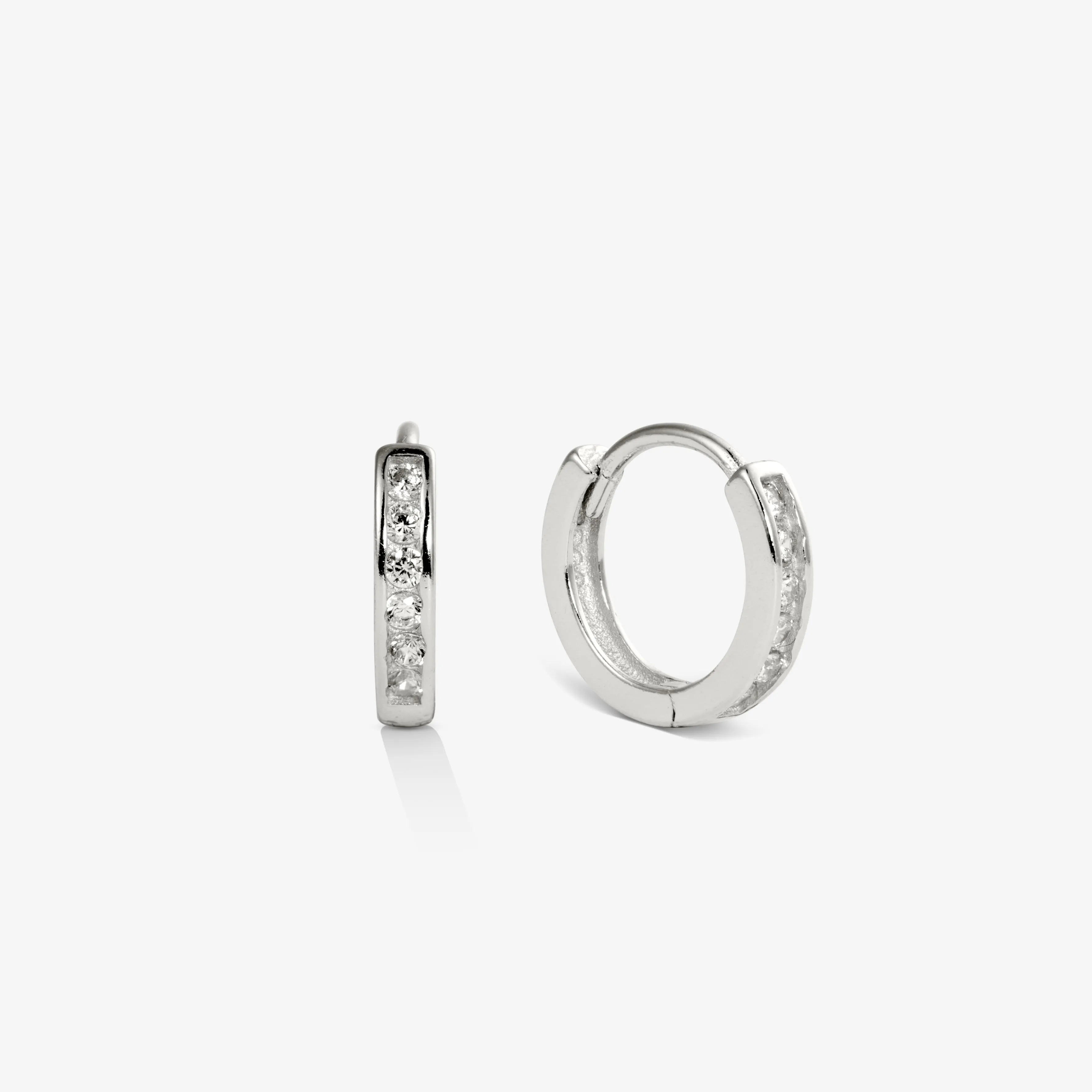 PETITE HIDDEN PAV?? HOOPS Silver