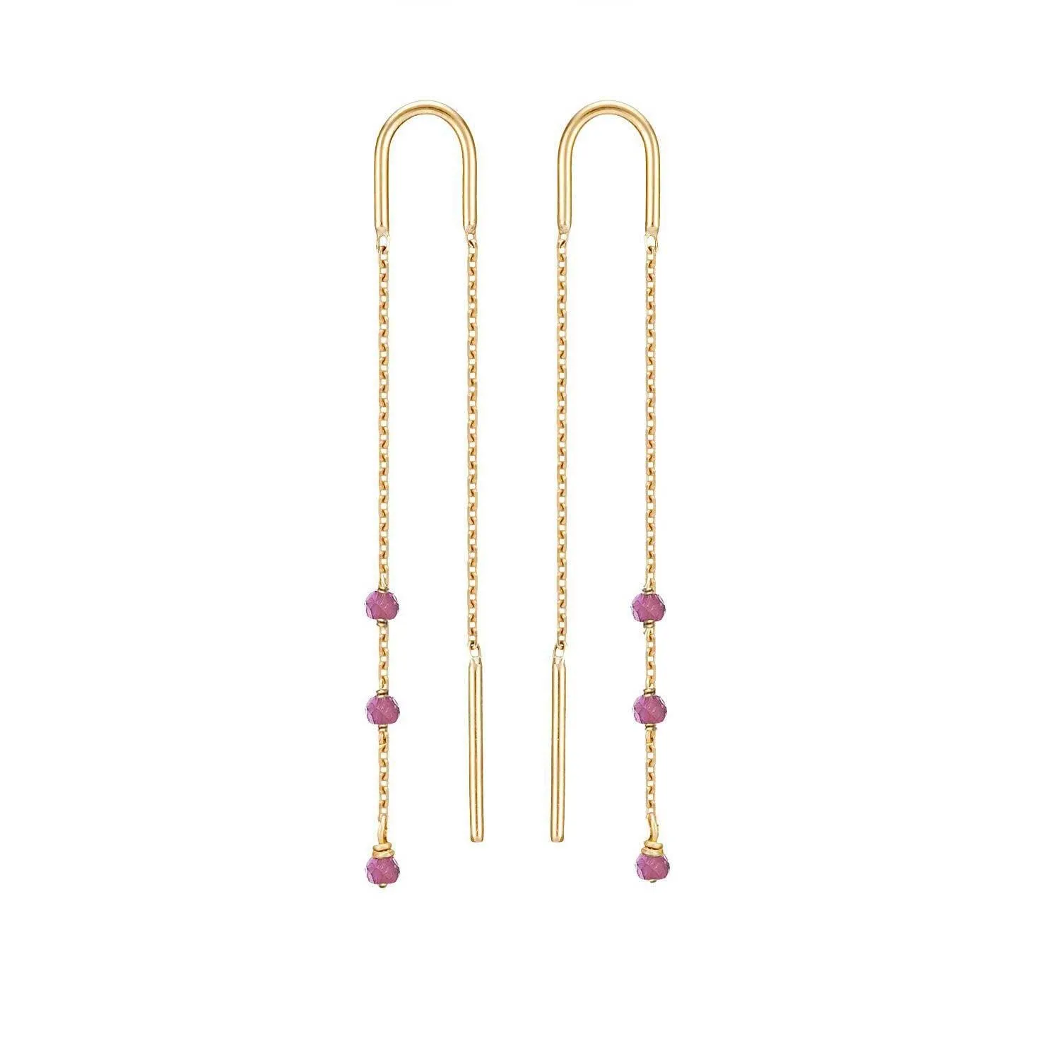 Petits Gems Long Threader Earrings 18ct Gold - choice of gemstones